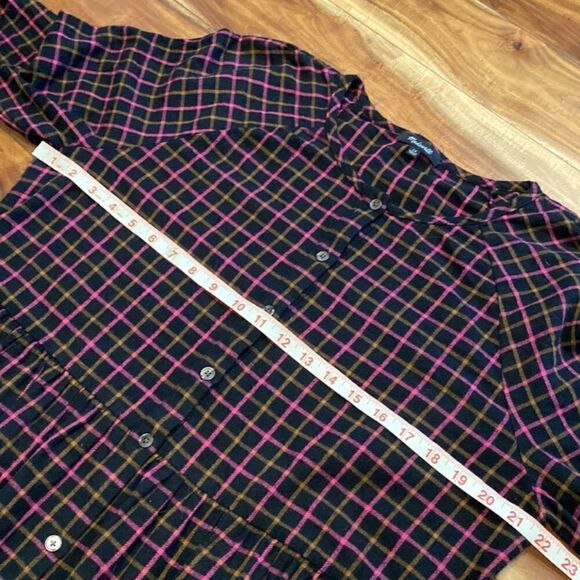 Madewell Plaid Flannel Raglan
Button-Front Shirtdress Size 12/ NWOT - Picture 6 of 8